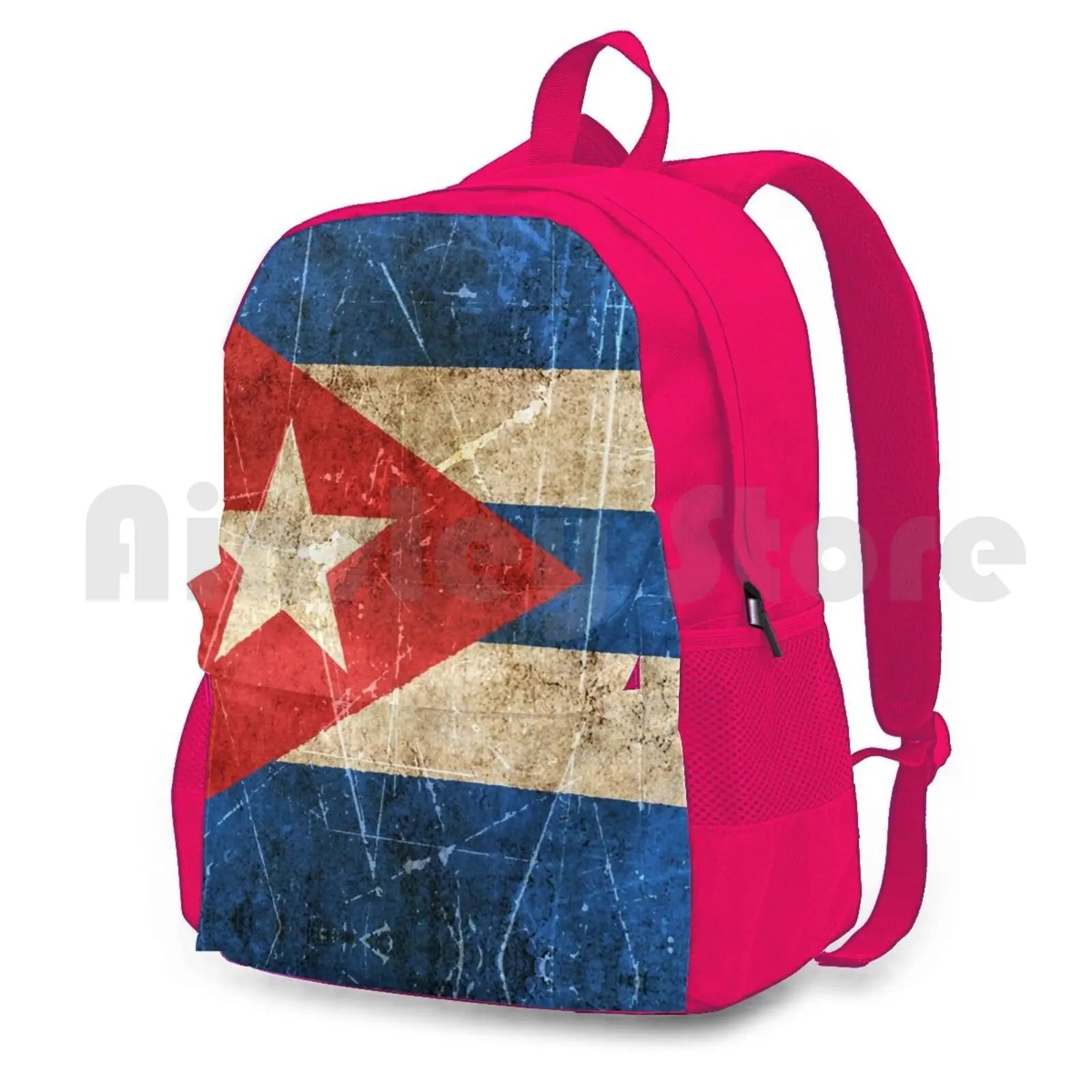 Vintage Cuban Flag Outdoor Hiking Backpack Waterproof Camping Cuba Flag