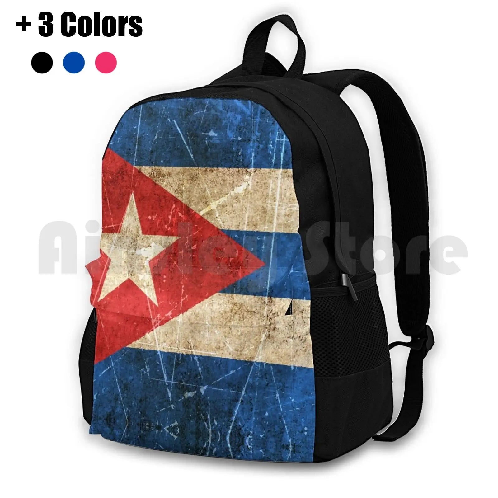Vintage Cuban Flag Outdoor Hiking Backpack Waterproof Camping Cuba Flag