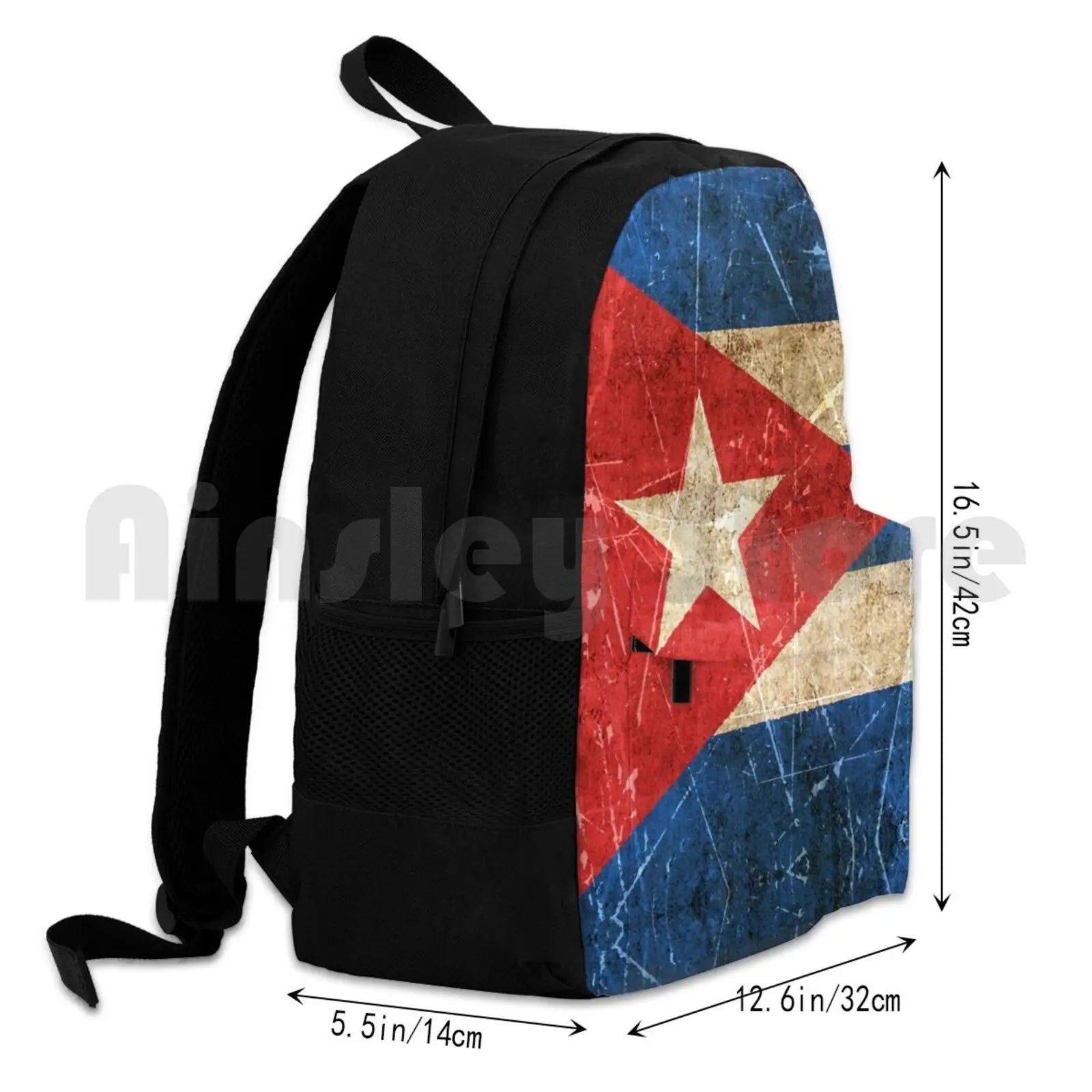 Vintage Cuban Flag Outdoor Hiking Backpack Waterproof Camping Cuba Flag