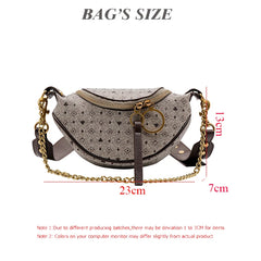 Vintage Leather Waist Bag with Appliques, Casual Chain Small Purses