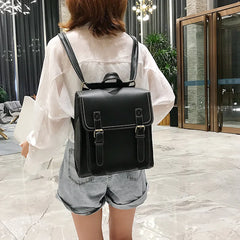 Vintage PU Leather Backpack for Girls School Bag