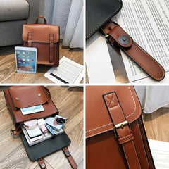 Vintage Leather School Backpack for Girls High Leisure Shoulder Bag
