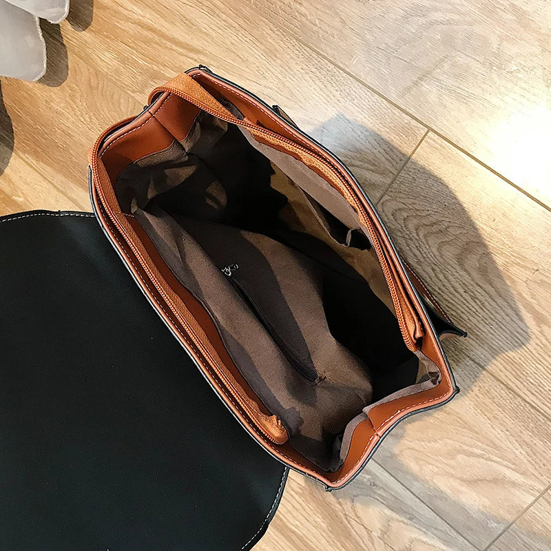 Vintage Leather Backpack for Girls School Bag Women's Shoulder Bag