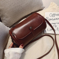 Vintage Barrel-Shaped Crossbody Bag for Women Girls PU Leather Handbags
