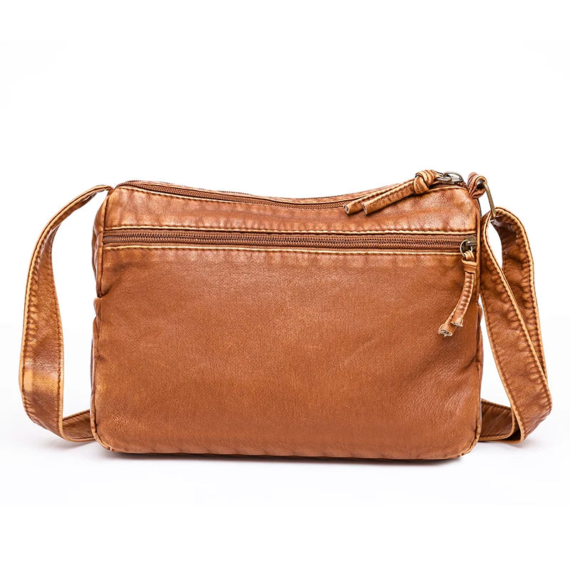 Vintage PU Leather Crossbody Bag Large Capacity Tote Shoulder Handbag