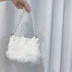 Vintage Beaded Chain Shoulder Crossbody Bag Small Bucket Bag