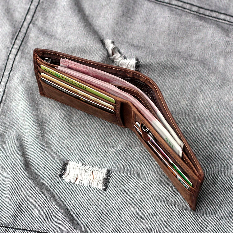Slim Dark Brown Bifold Leather Men Wallet