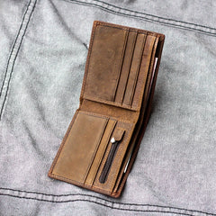 Slim Dark Brown Bifold Leather Men Wallet