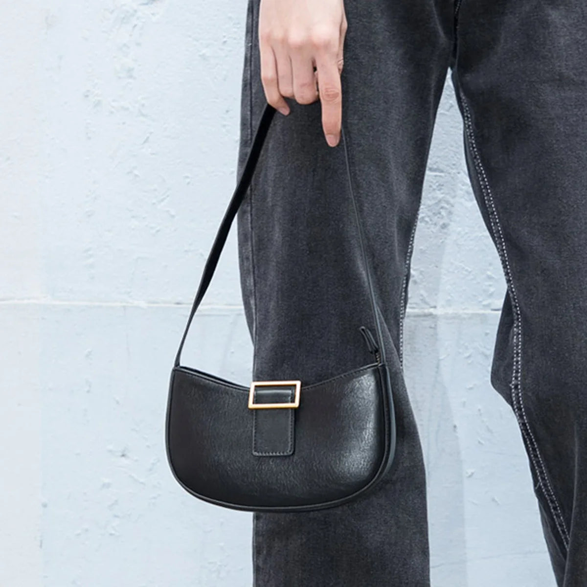 Vintage Metal Buckle Mini Bag Women Summer Underarm Packs Classic Handbag