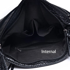 Vintage Shoulder Bag Women Soft Washed PU Leather Crossbody Bag