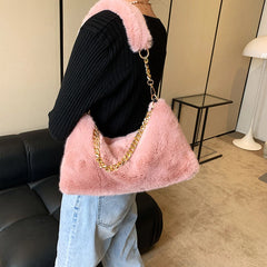 Vintage Hobos Faux Fur Shoulder Handbag Women Messenger Bags