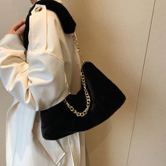 Vintage Hobos Faux Fur Shoulder Handbag Women Messenger Bags