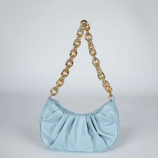 Vintage Women PU Handbags Folds Chain Square Shoulder Lady Bag