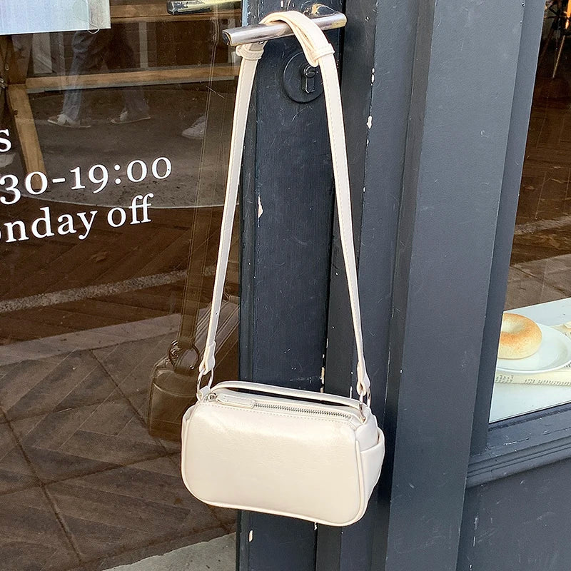 Vintage Bright Leather Handbag for Women Single Shoulder Underarm Bag Soft PU