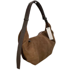Vintage Brown Suede Shoulder Moon Bag Female Eco Large Crossbody Bag