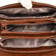 Vintage Brown Shoulder Bags Women Crossbody Bag Lady Sling Thread Flap Handbag