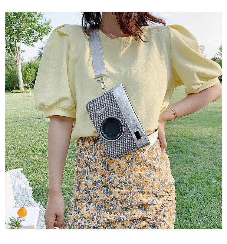 Vintage Camera Box Style Crossbody Bag for Women