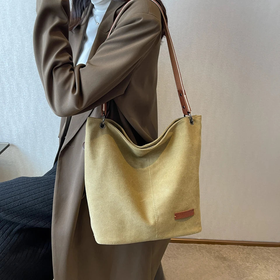 Vintage Canvas Shoulder Bag for Women School Handbag