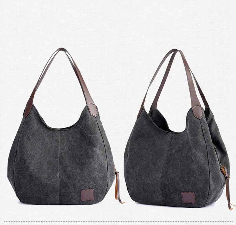 Vintage Canvas Handbag Women Large Capacity Shoulder Bag