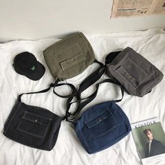Vintage Canvas Tote Crossbody Bag Large Capacity Casual Women's Shoulder Bags