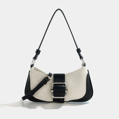 Vintage Canvas Underarm Shoulder Bag Ladies Stitching Pu Woman Messenger Bag
