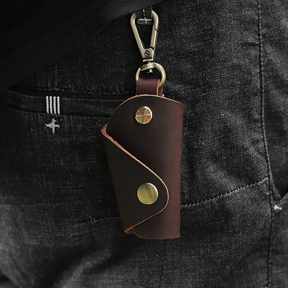 Vintage Leather Car Key Case Holder Smart Housekeeper