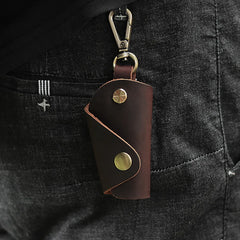Vintage Leather Car Key Case Holder Smart Housekeeper