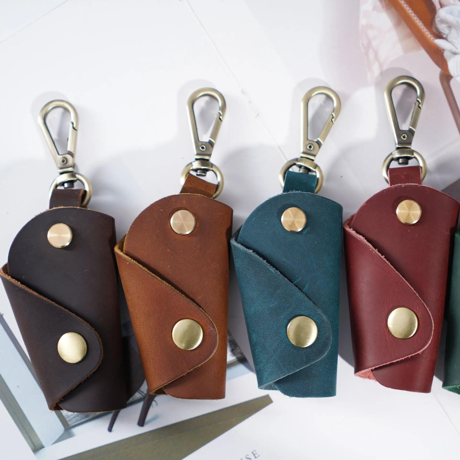 Vintage Leather Car Key Case Holder Smart Housekeeper