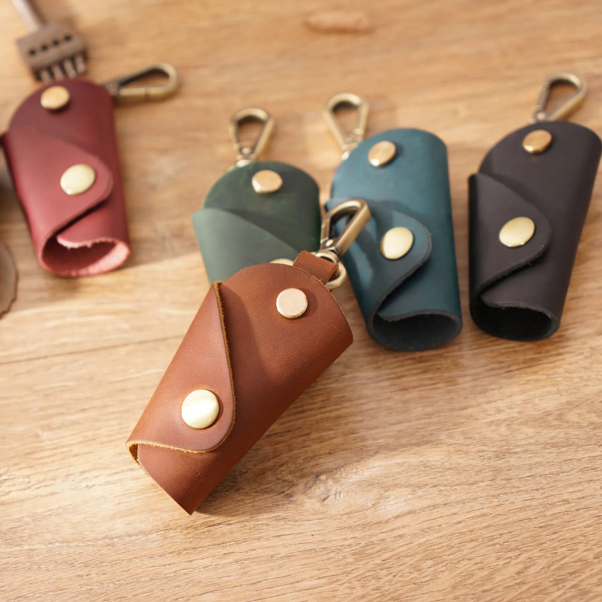 Vintage Leather Car Key Case Holder Smart Housekeeper
