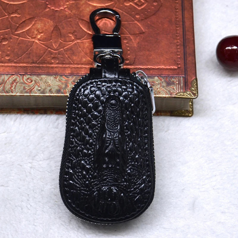 Vintage Crocodile Leather Car Keychain Case Wallets Unisex Key Bags Holders
