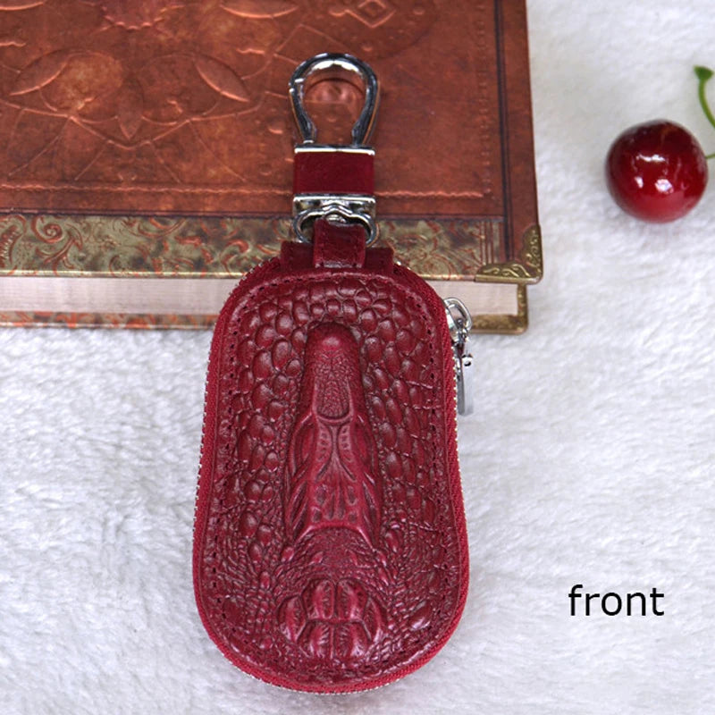 Vintage Crocodile Leather Car Keychain Case Wallets Unisex Key Bags Holders