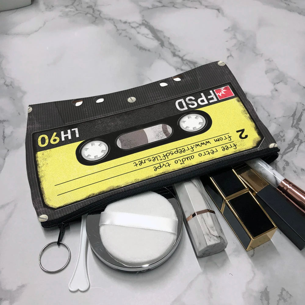 Vintage Cassette Music Tape Cosmetic Bag Organizer