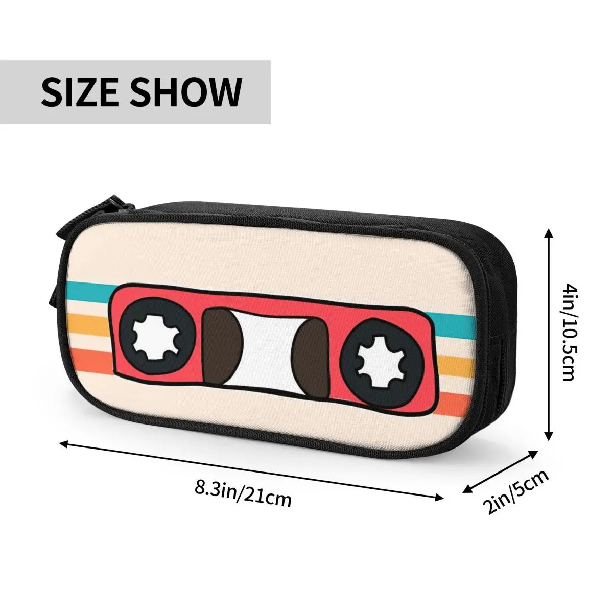 Vintage Anime Cassette Tape Zipper Pen Bag Student Stationery Gift
