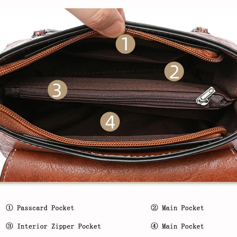 Vintage Casual Flap Shoulder Bags For Women High PU Leather Small Crossbody Bag