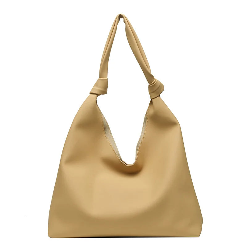 Vintage Casual Women Shoulder Bags Solid PU Leather Ladies Tote Bag