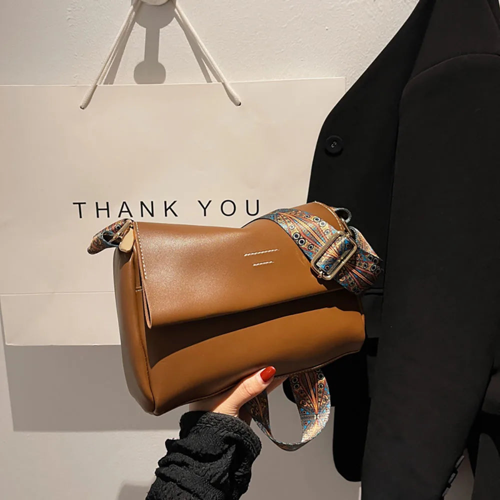 Vintage Women Single-Shoulder Bag Solid Pu Leather Messenger Bags Ladies Commute