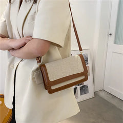 Vintage Contrast Women's Crossbody Bag Pu Leather Handbag