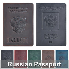 Vintage Crazy Horse Leather Passport Holders Travel Document Cover
