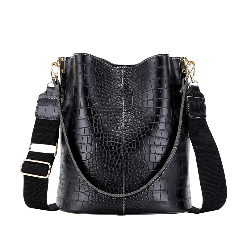Vintage Crocodile Pattern Crossbody Bag PU Leather Shoulder Handbag
