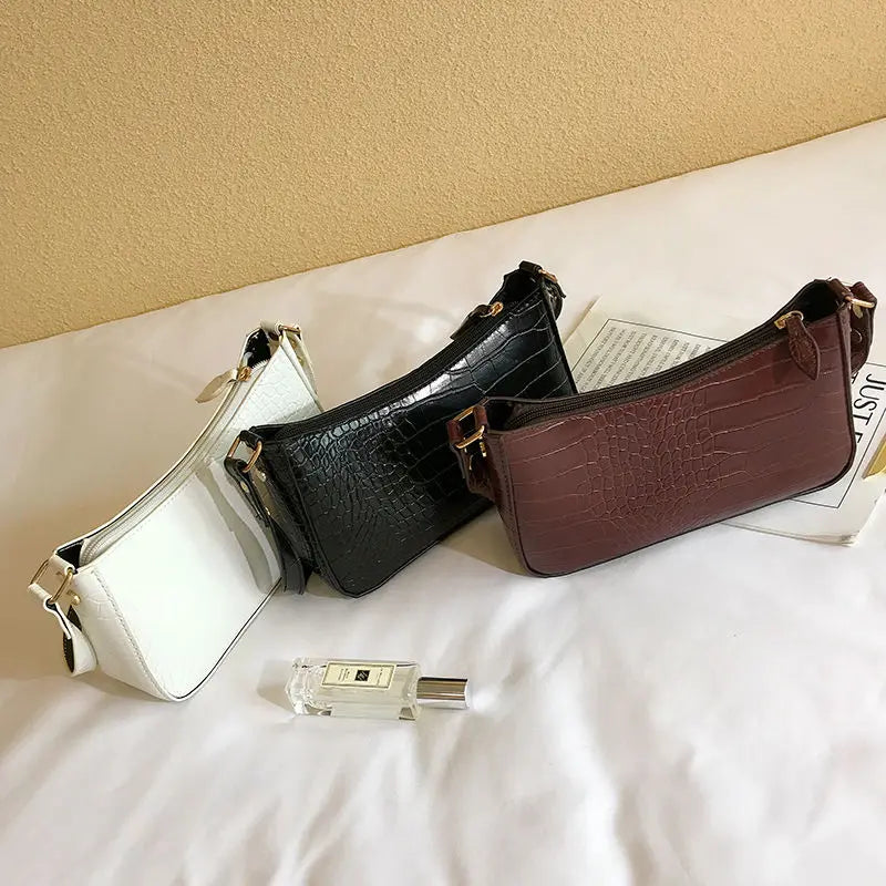Vintage Crocodile Print Women Handbags Ladies Flap Small Shoulder Bags