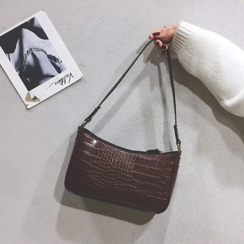Vintage Crocodile Print Women Handbags Ladies Flap Small Shoulder Bags