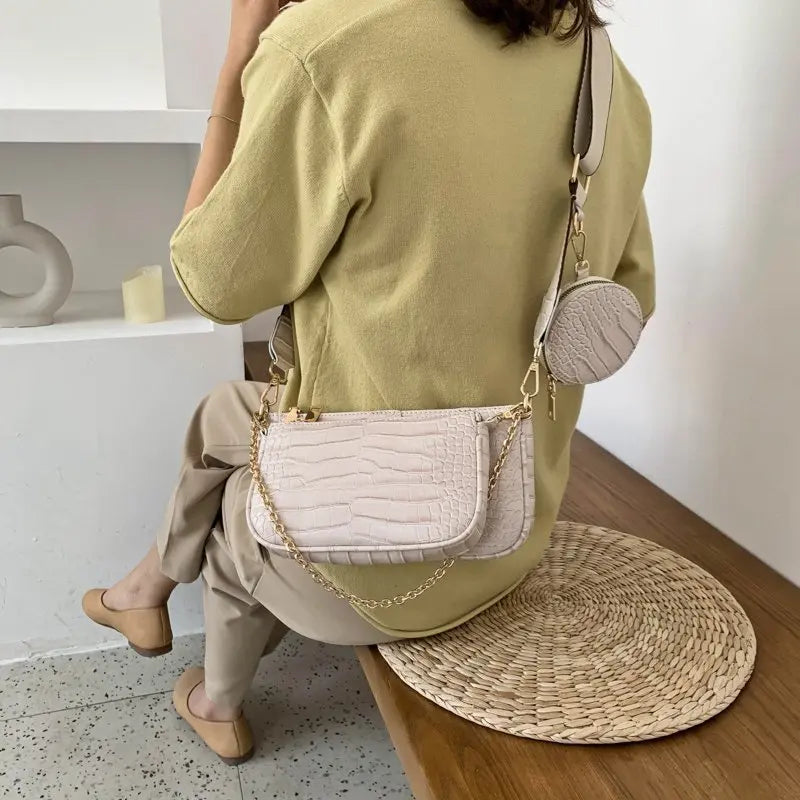 Vintage Crocodile Shoulder Bags Chains Handbags Crossbody Messe