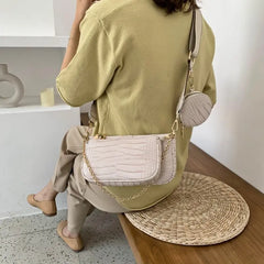 Vintage Crocodile Shoulder Bags Chains Handbags Crossbody Messe