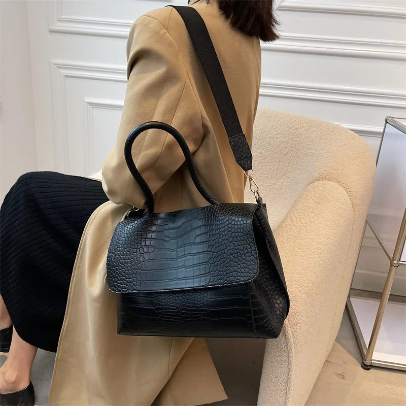 Vintage Crocodile Shoulder Bags Soft Leather Crossbody Purse