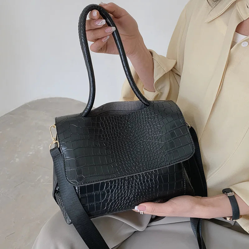 Vintage Crocodile Shoulder Bags Soft Leather Crossbody Purse