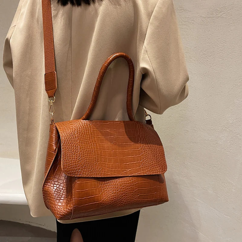 Vintage Crocodile Shoulder Bags Soft Leather Crossbody Purse