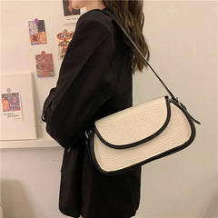 Vintage Crocodile Pattern Shoulder Bag Women PU Leather Bag Armpit Bag