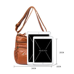 Vintage Crossbody Bag Women's Soft Leather Shoulder Bags Multi-Layer