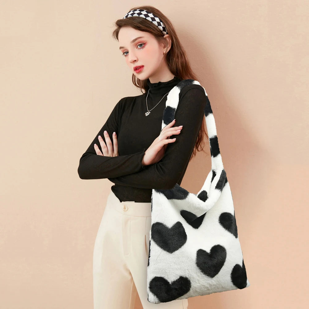 Vintage Crossbody Bags Large Capacity Plush Shoulder Handbags