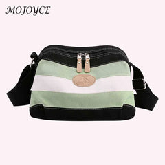 Vintage Crossbody Bags Striped Canvas Shoulder Bag Small Square Zipper